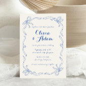 お洒落予測できなレトロハンドドロードブルーボウ結婚ズ 招待状