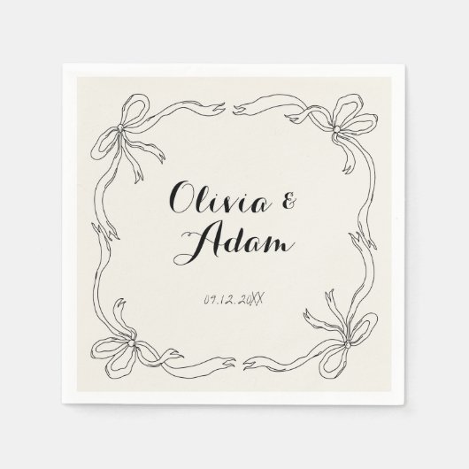 お洒落予測できなレトロ手引き弓結婚の スタンダードカクテルナプキン (正面)
