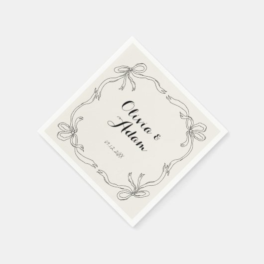 お洒落予測できなレトロ手引き弓結婚の スタンダードカクテルナプキン (角)