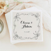 お洒落予測できなレトロ手引き弓結婚の スタンダードカクテルナプキン