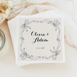 お洒落予測できなレトロ手引き弓結婚の スタンダードカクテルナプキン