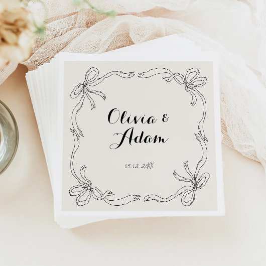 お洒落予測できなレトロ手引き弓結婚の スタンダードカクテルナプキン