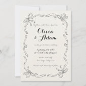 お洒落予測できなレトロ手引き弓結婚の 招待状 (正面)