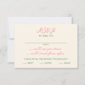 お洒落予測できな手結婚式 出欠カード (正面)