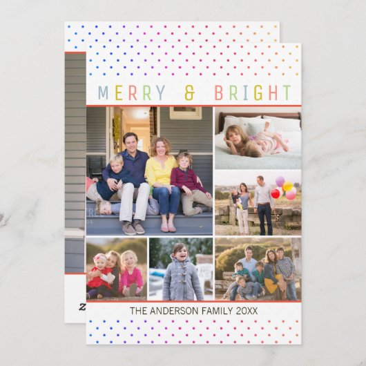 お洒落写真明メリーるい虹水玉模様 シーズンカード (正面/裏面)