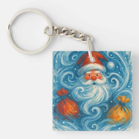 お洒落冬の大嵐でサンタ キーホルダー (正面)