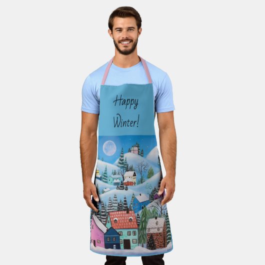 お洒落冬の風景 エプロン (着用した状態)
