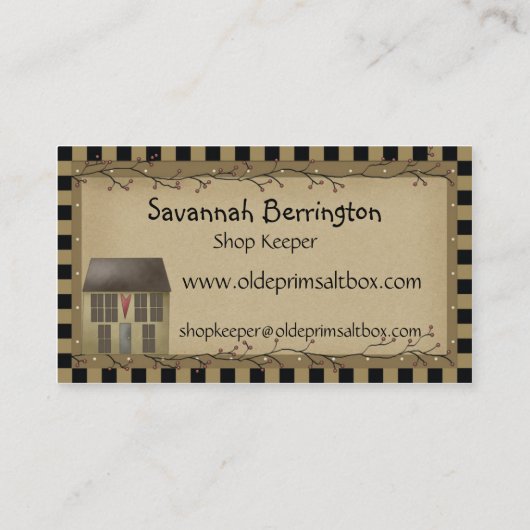 お洒落初期のSaltbox House Business Card 名刺 (裏面)