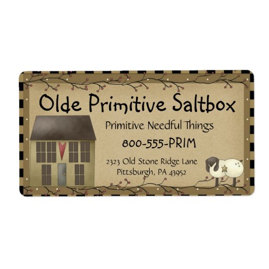 お洒落初期のSaltbox House Shipping Label ラベル (正面)