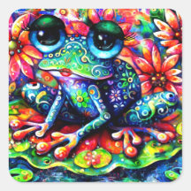 お洒落印象派フローラ絵画カエル