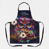 お洒落印象派フローラ絵画フクロウ エプロン (正面)