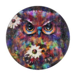 お洒落印象派フローラ絵画フクロウ カッティングボード