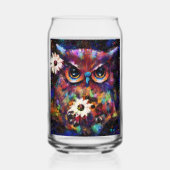 お洒落印象派フローラ絵画フクロウ ガラス缶 (裏面)