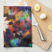 お洒落印象派フローラ絵画フクロウ キッチンタオル (四つ折り)