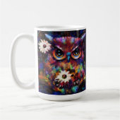お洒落印象派フローラ絵画フクロウ コーヒーマグカップ (左)