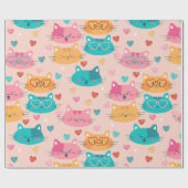 お洒落可愛い猫ガおもしろいスハート ラッピングペーパー (フラット)