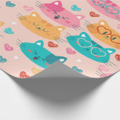 お洒落可愛い猫ガおもしろいスハート ラッピングペーパー (角)