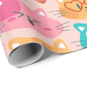 お洒落可愛い猫ガおもしろいスハート ラッピングペーパー (ロールコーナー)