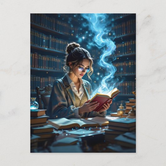 お洒落図書室 – 感覚を喚起す疑問に思る ポストカード (正面)