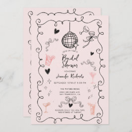 お洒落図解入りの、写真付きのブライダルシャワー 招待状