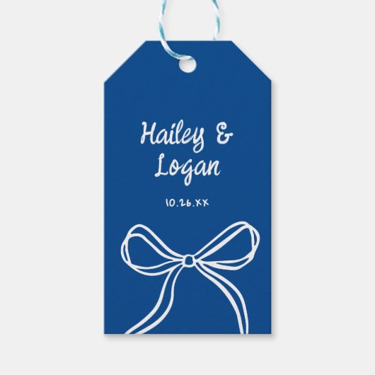 お洒落図解入りの、写真付きのモダンおもしろい結婚ズ ギフトタグ (正面)