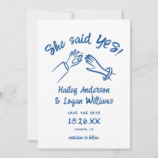 お洒落図解入りの、写真付きのモダンおもしろい結婚ズ セーブザデート (正面)