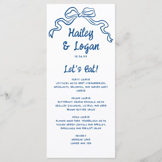 お洒落図解入りの、写真付きのモダンおもしろい結婚ズ メニュー (正面)