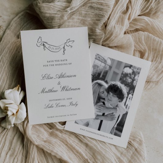 お洒落図解入りの、写真付きの結婚の セーブザデート