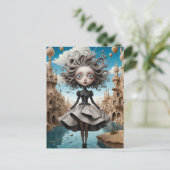 お洒落図解入りの、写真付きの葉 ポストカード (スタンド正面)