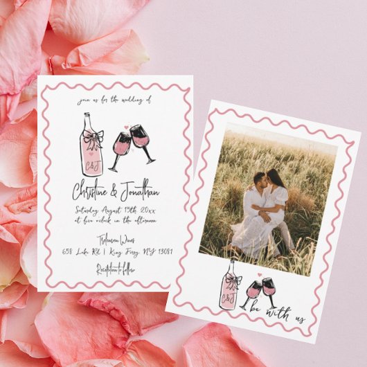 お洒落図解入りの、写真付きの | レトロ結婚の 招待状