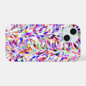 お洒落夏の色絵を描(ばちゃばちゃ)跳ねる iPhone 15ケース (裏面横)