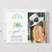 お洒落多肉型パラシュート卒業写真 案内状 (正面)