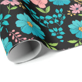 お洒落夜半の暗黒地に咲く ラッピングペーパー (ロールコーナー)