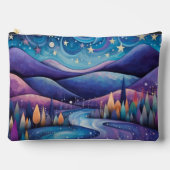 お洒落夜 – 川、木、山 アクセサリーポーチ (正面)