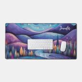 お洒落夜 – 川、木、山 デスクマット (キーボード&マウス)