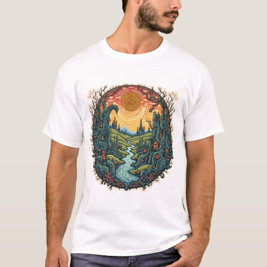 「お洒落夢の風景の王国」 – マジカルファンタジー Tシャツ (正面)