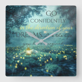 お洒落夢引用文 スクエア壁時計 (正面)