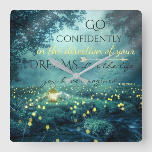 お洒落夢引用文 スクエア壁時計 (正面)