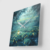 お洒落夢引用文 スクエア壁時計 (傾斜)