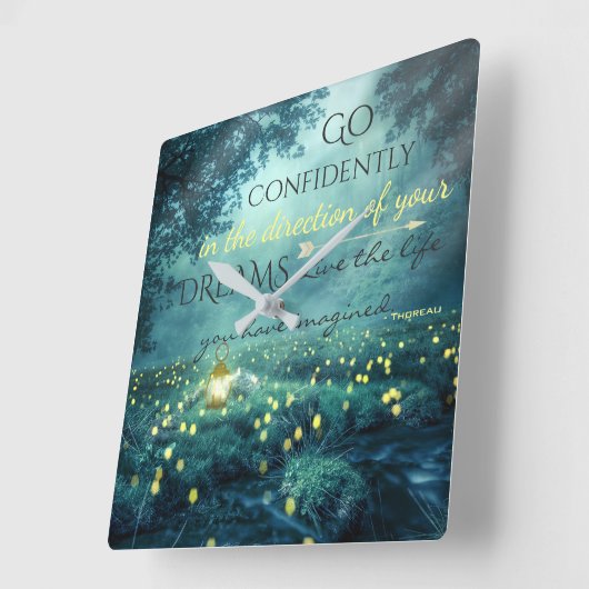 お洒落夢引用文 スクエア壁時計 (傾斜)