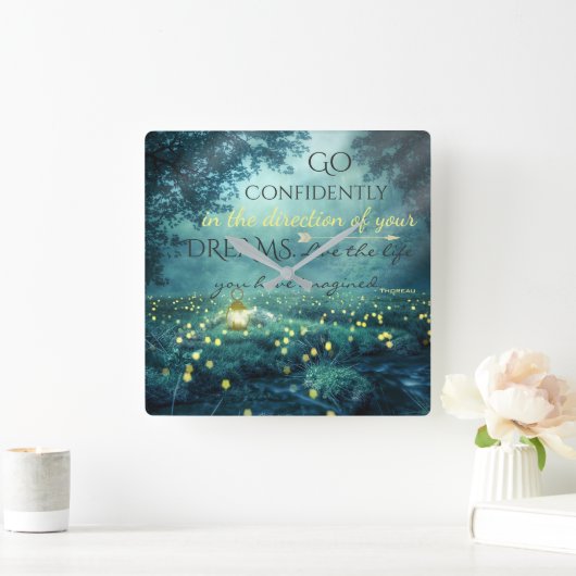 お洒落夢引用文 スクエア壁時計 (ホーム)