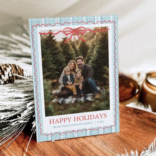 お洒落大千年のブルーボウ家族写真 シーズンカード