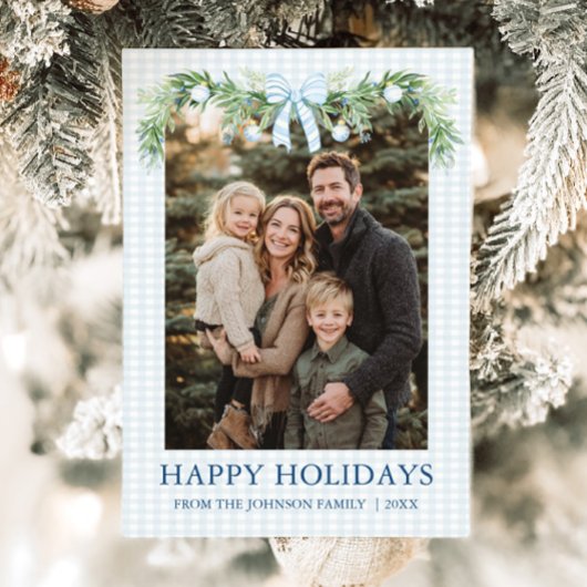 お洒落大千年のブルーボウ家族写真 シーズンカード