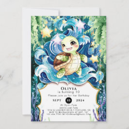 お洒落子ガメ誕生日 招待状