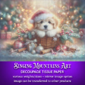 お洒落子犬のクリスマスハットホリデーデコページ 薄葉紙