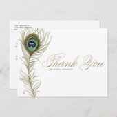 お洒落孔雀フェザーありがとうはがき ポストカード (正面/裏面)