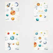 お洒落宇宙アドベンチャーキッズウォールプリントセット