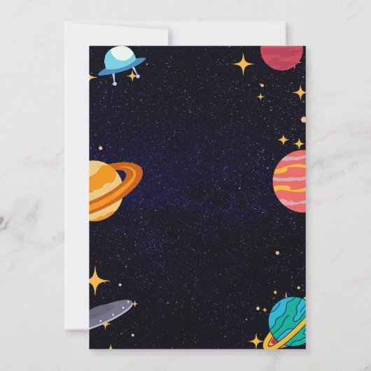 お洒落宇宙ツインズ男の子の誕生日パーティー 招待状 (裏面)