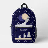 お洒落宇宙宇宙飛行士ロケット星子供の名前 プリントバックパック (正面)