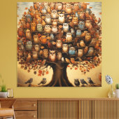 お洒落安息日:フクロウに飾られた樹上園 キャンバスプリント (インサイチュ (リビング))